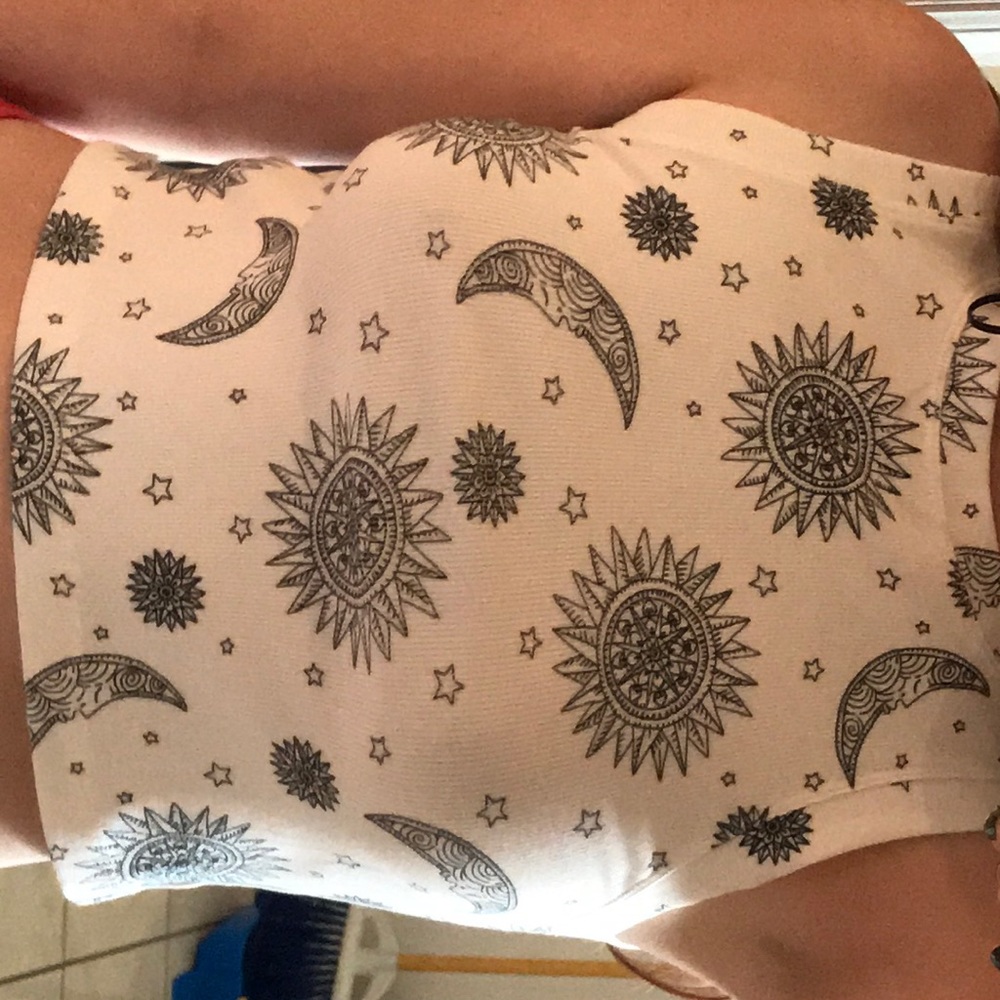 Forever 21 sun and moon white tank
